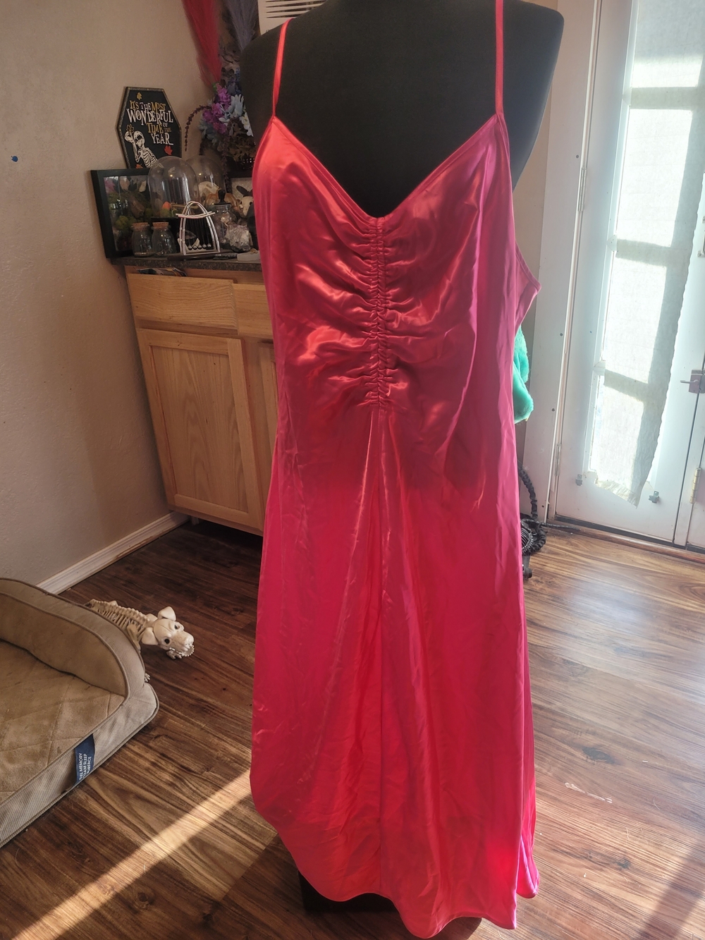 a new day Hot Pink Satin Ruched Front Slip Chemise